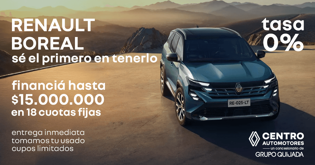 Renault Boreal - Tasa 0% hasta $15.000.000 en 18 cuotas fijas, entrega inmediata, toman usado, cupos limitados. Centro Automotores Grupo Quijada